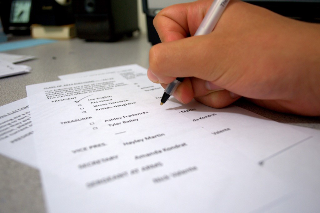 A student votes in last year's election