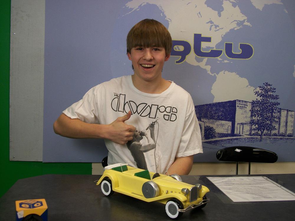 Brett and his amazing  model of Gatsbys car (yes, he made it himself)