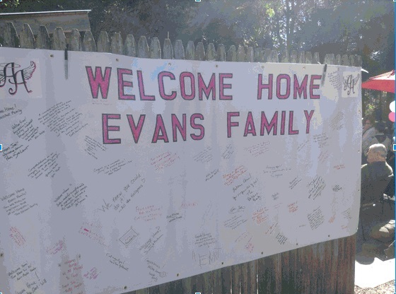 A welcome back for the Evans Family