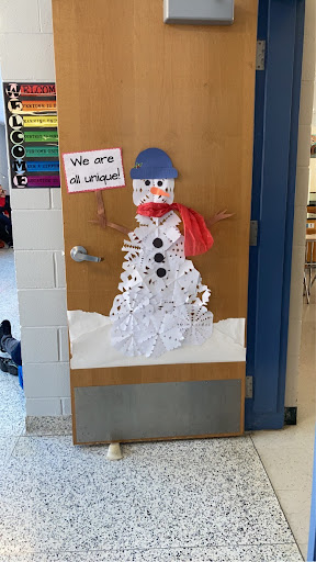 Mrs. Flintons door for the 7th grade hallway theme Let it Snow. 